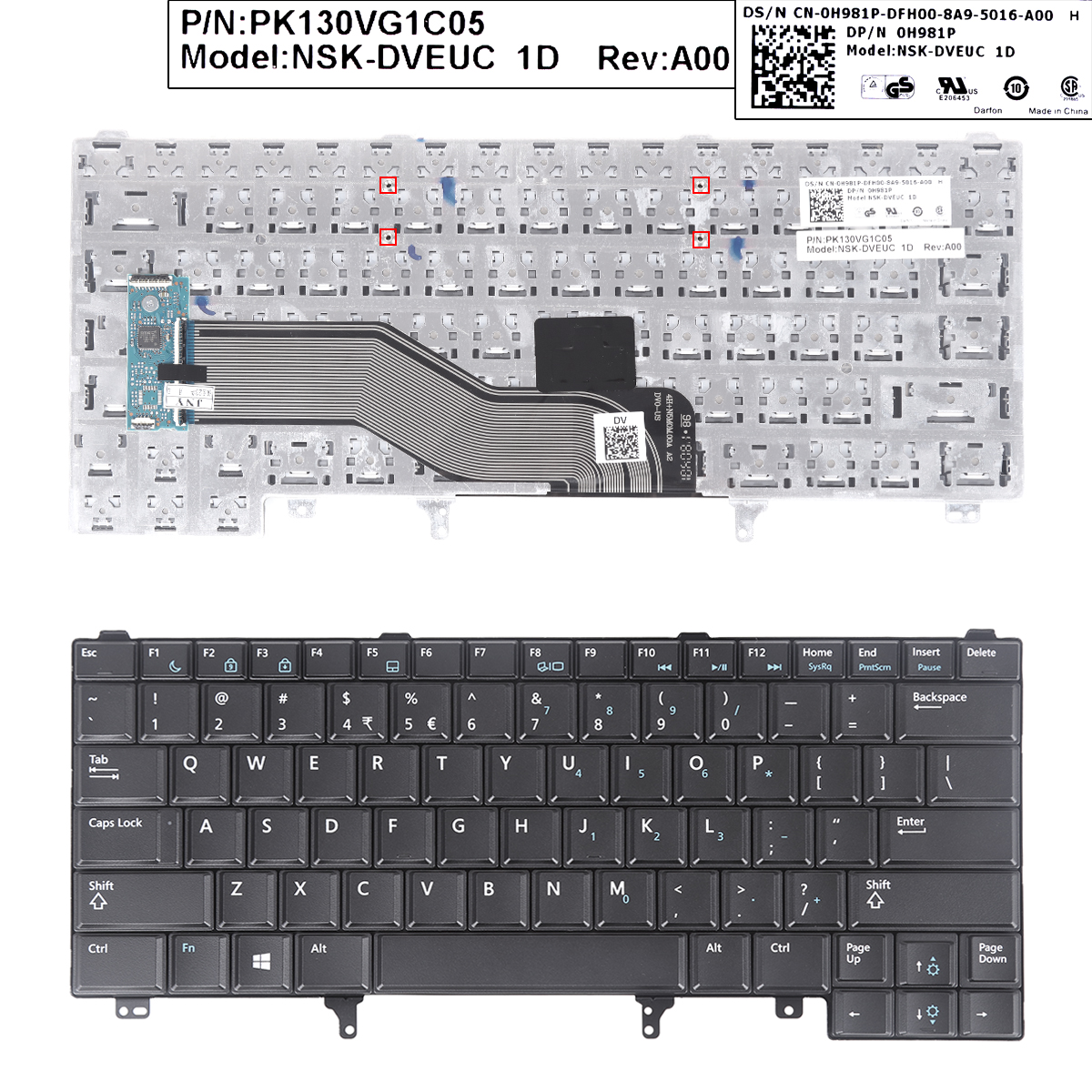 Picture of New Replacement Laptop Keyboard For DELL Latitude E6420 E5420 E6220 E6320 E6430 BLACK(Without Point stick ，Blue print） US Layout